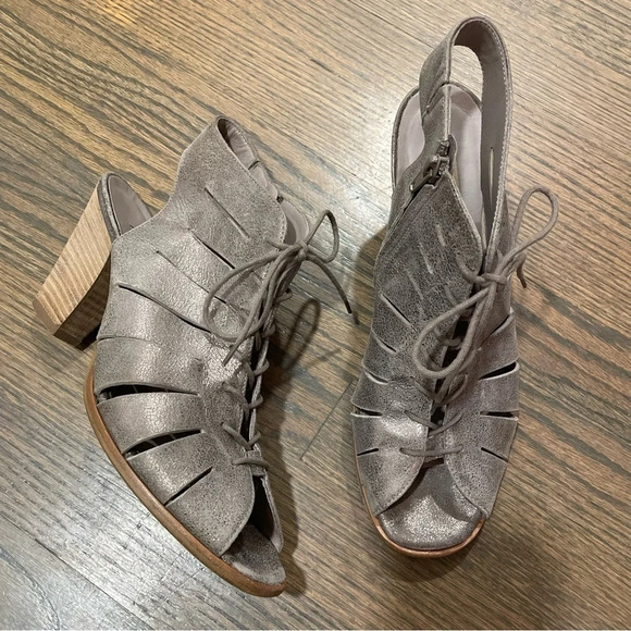 Paul Green Cosmo Leather Lace-Up Sandals Smoke Metallic size 6.5 - Picture 3 of 11